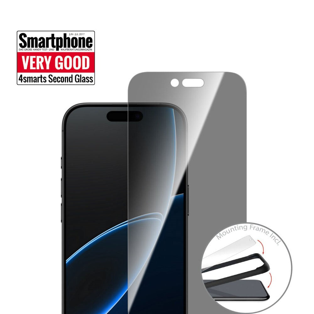4Smarts iPhone Air Second Glass Beskyttelsesglas m. Monteringsramme - Privacy Funktion - Gennemsigtig