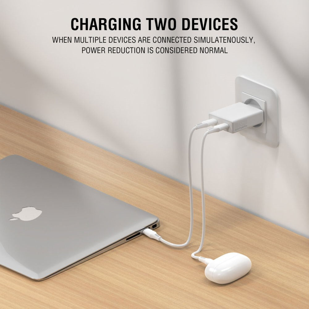 4smarts PDPlug Slim 65W Vægoplader - 2 x USB-C - Hvid