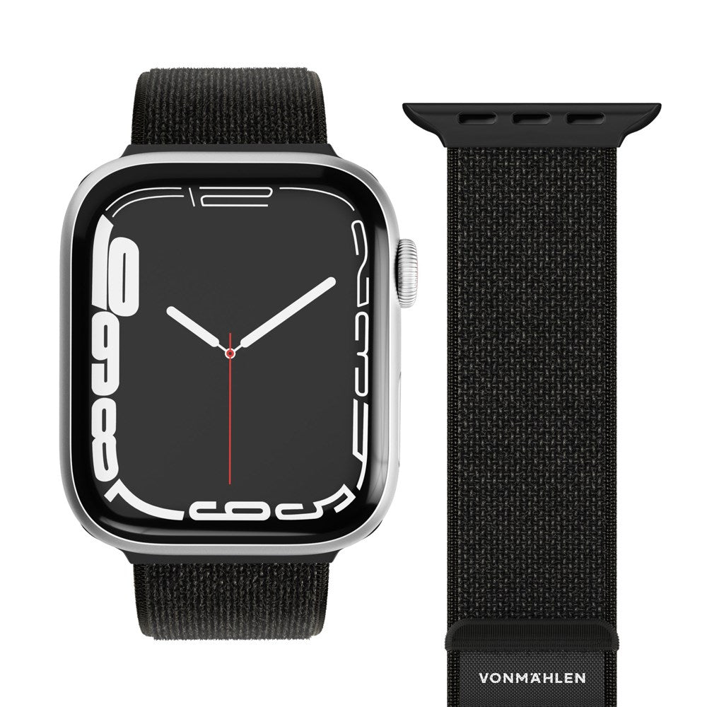 Apple Watch (42/44/45/46/SE/49 mm) Vonmählen Fitness Loop 2 Nylon klokkerem - svart