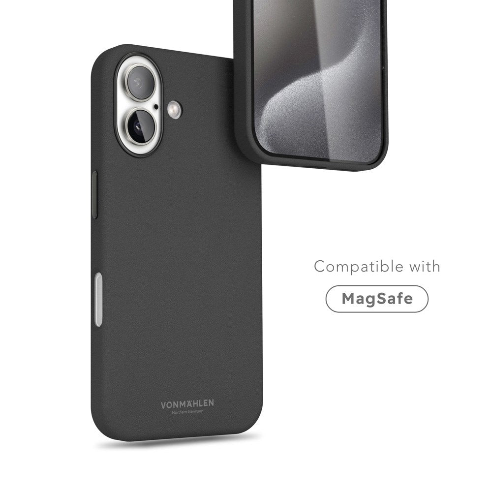 Vonmählen iPhone 16 Like Leather Bakdeksel - MagSafe-kompatibel - Svart