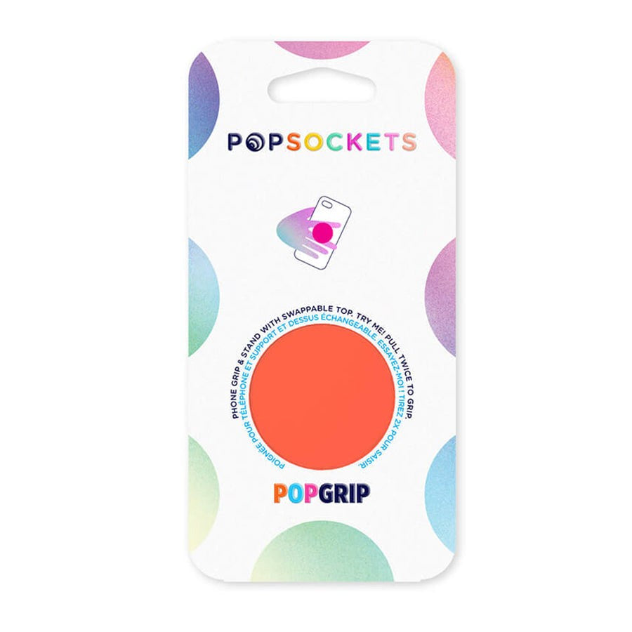 POPSOCKETS PopGrip Neon Electric Orange Avtakbart grep m. Stativfunksjon