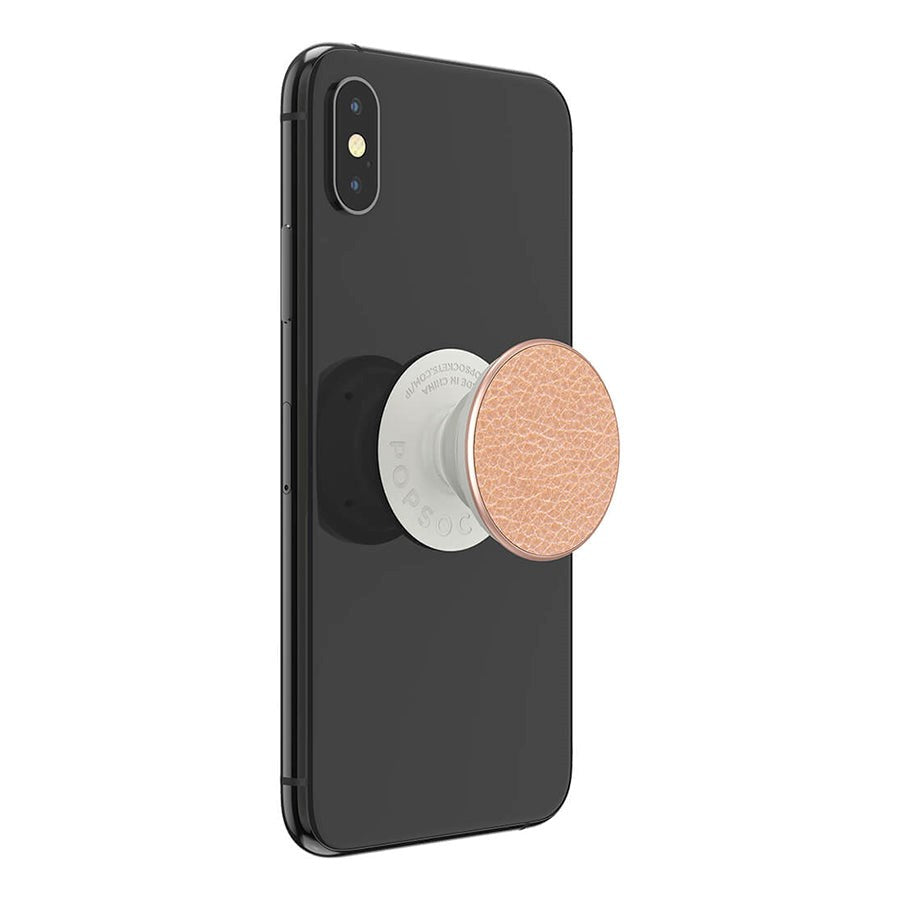 POPSOCKETS Pebbled Vegan Leather Rose Gold Premium Holder og Stativ