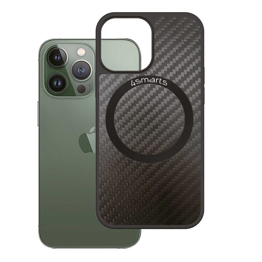 iPhone 14 Pro 4Smarts Carbon Bagside Cover m. UltiMag - MagSafe Kompatibel - Sort