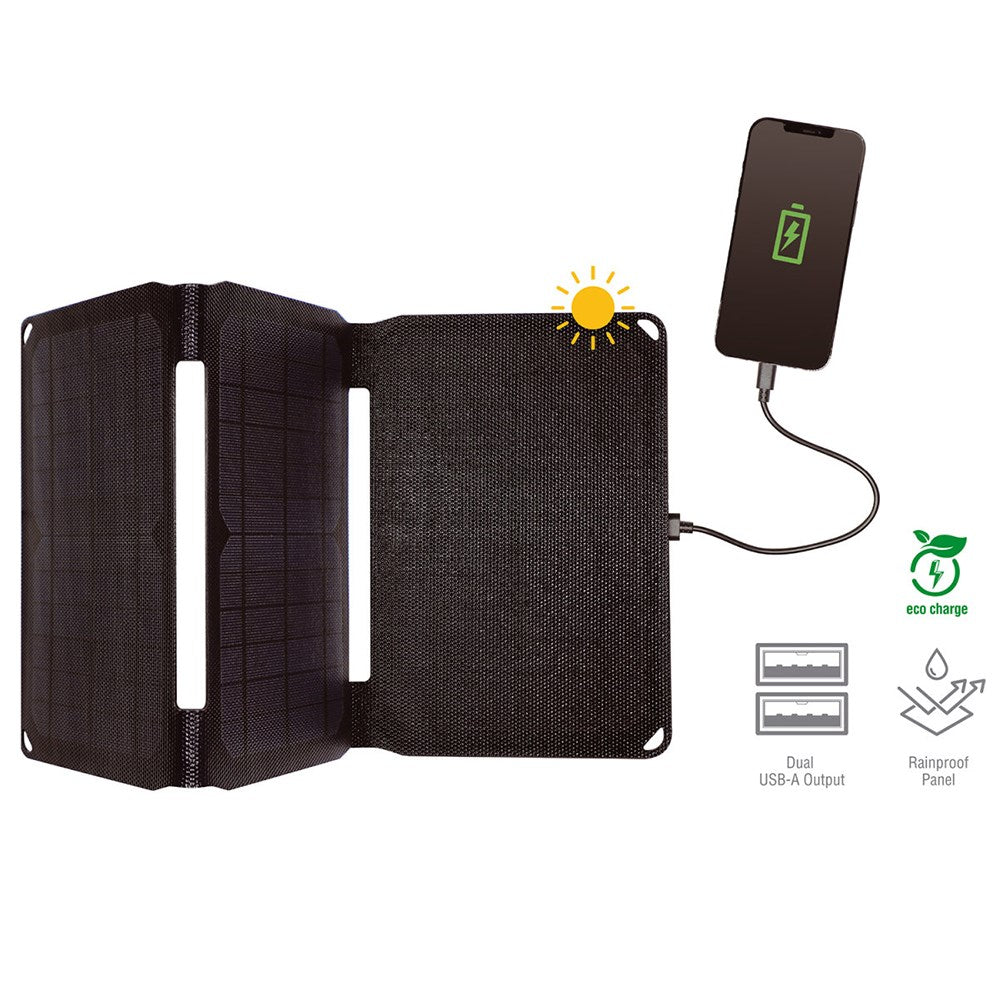 4smarts VoltSolar 21W sammenleggbart solcellepanel m. 2x USB-A - Svart