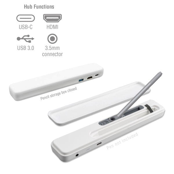 4smarts Active 4in1 USB Hub m. Microsoft Surface Penneholder - Hvit