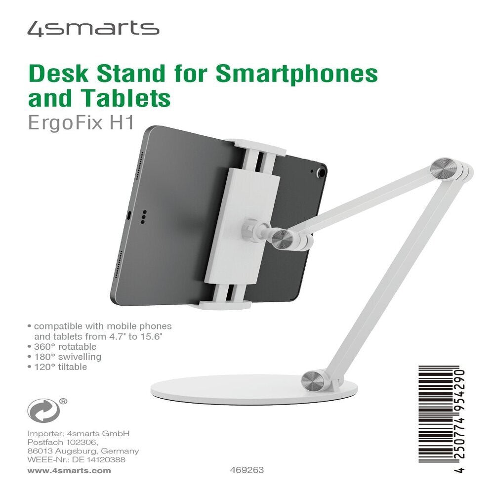 4smarts ErgoFix Mobil- & Tabletholder - Hvid