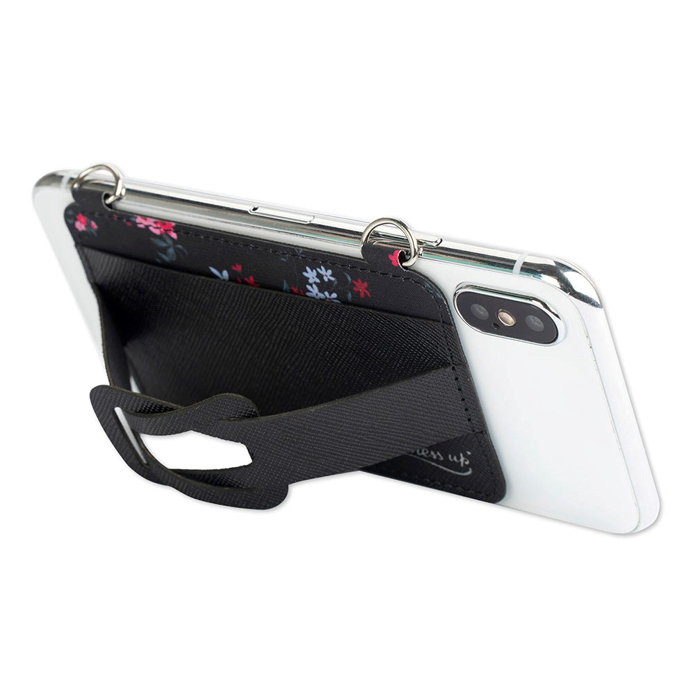 4Smarts DressUP Mobilholder m. Nøkkelbånd & kortholder - Blomster Rosa