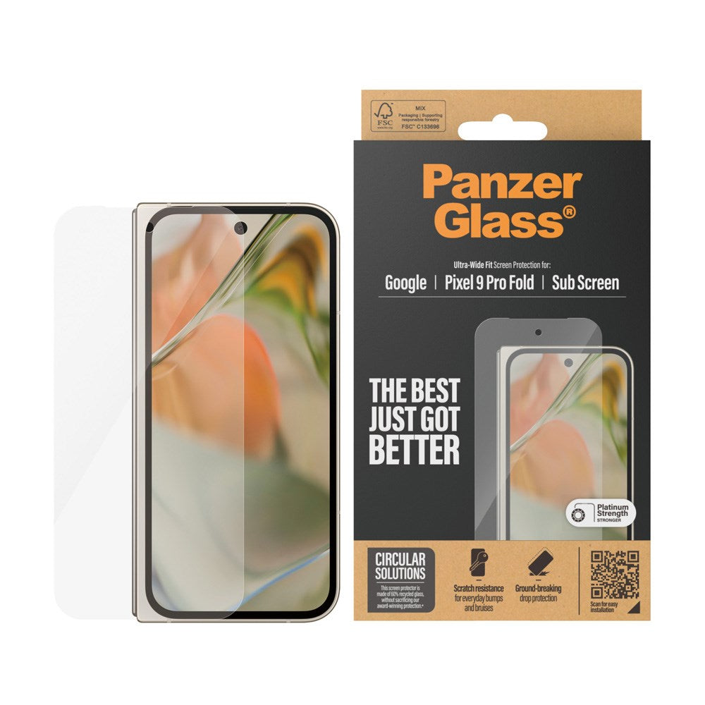 Google Pixel 9 Pro Fold - PanzerGlass - Ultra-Wide Fit-skjermbeskytter - Gjennomsiktig