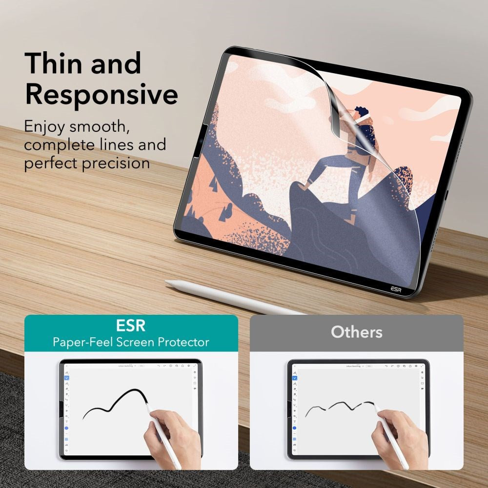 iPad Air (2022 / 2020) / Pro 11" 10.9" (2022 / 2021 / 2020) ESR Paper Feel Magnetic Plastic Screen Protector - Matt Transparent