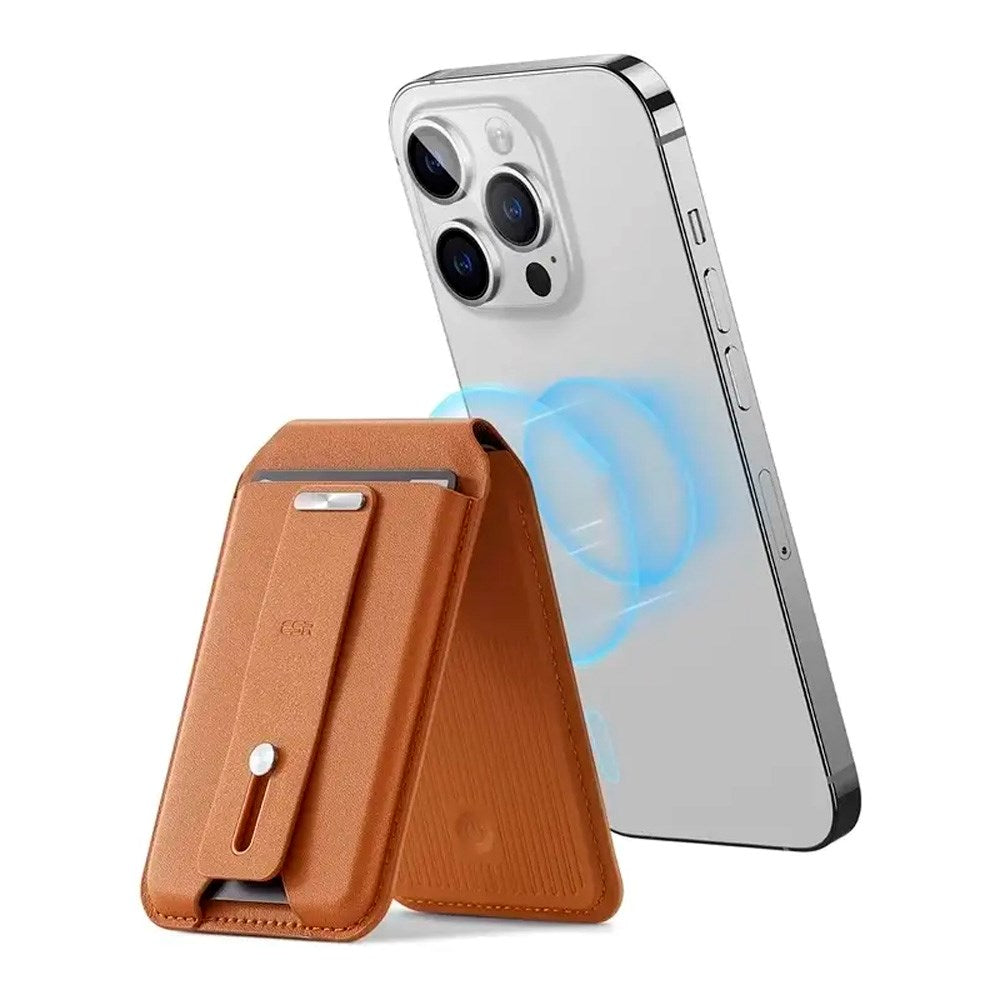 Kortholder med stativfunksjon - ESR GeoWallet - MagSafe-kompatibel - Brun