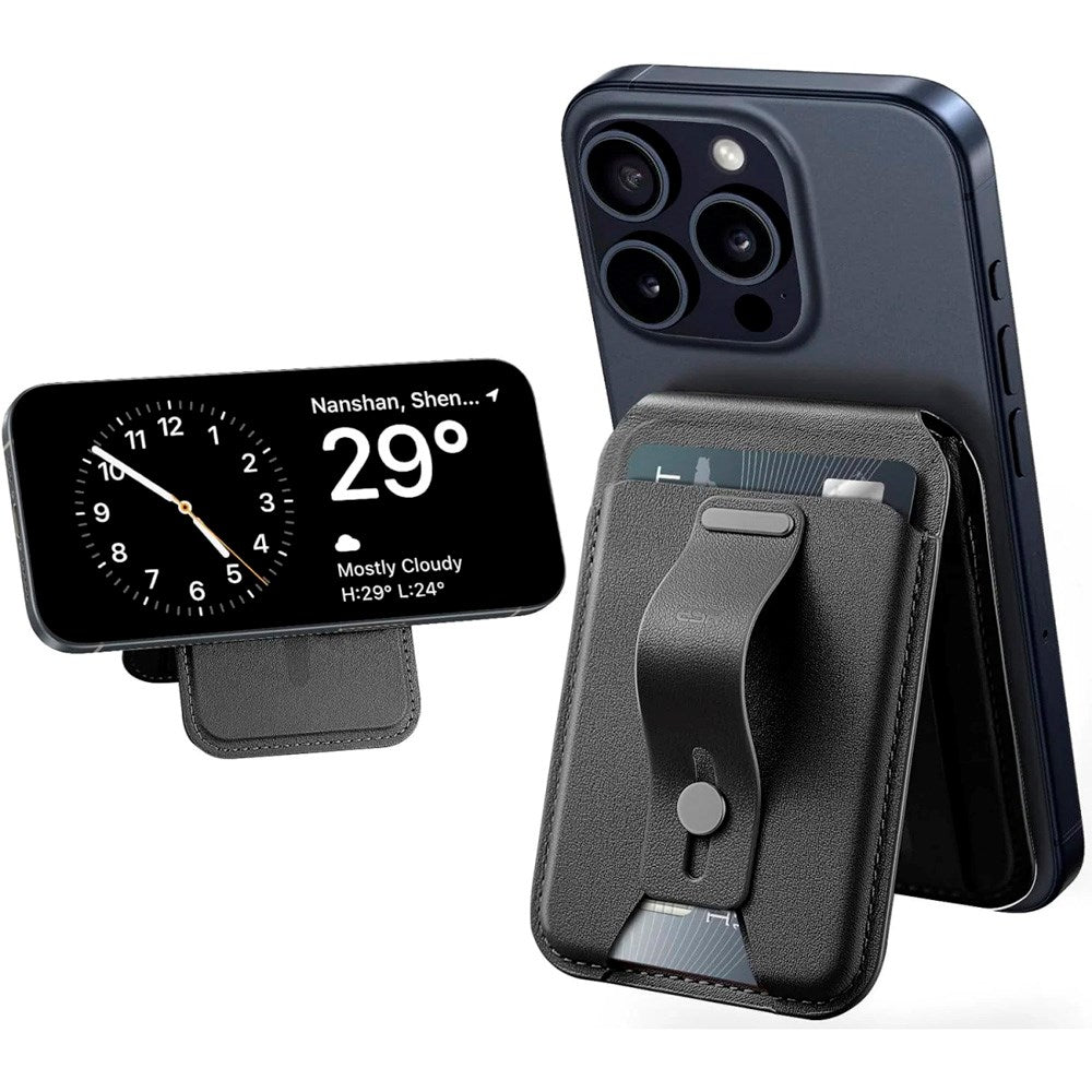 Kortholder med stående funksjon - ESR GripWallet - MagSafe kompatibel - Sort