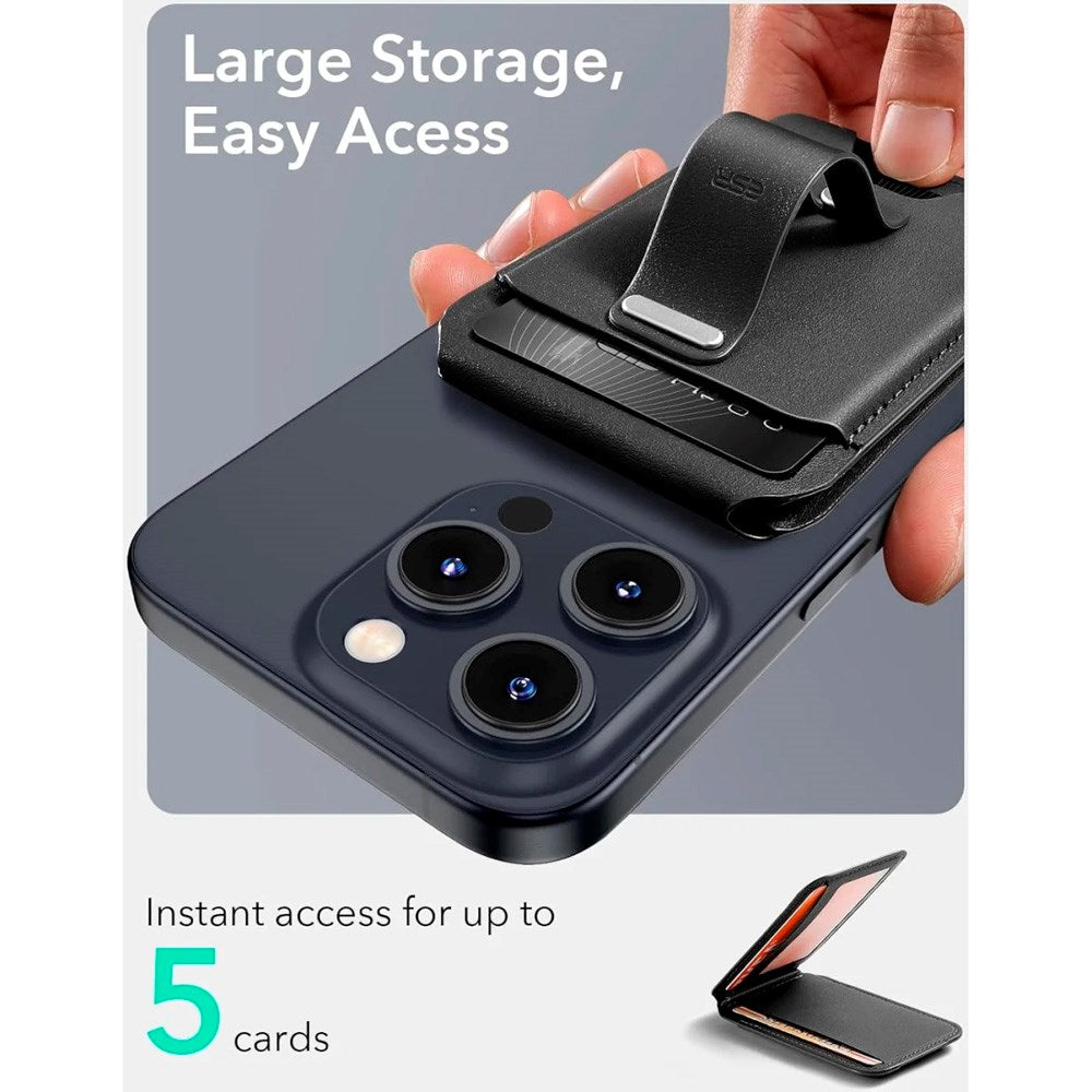 Kortholder med stående funksjon - ESR GripWallet - MagSafe kompatibel - Sort