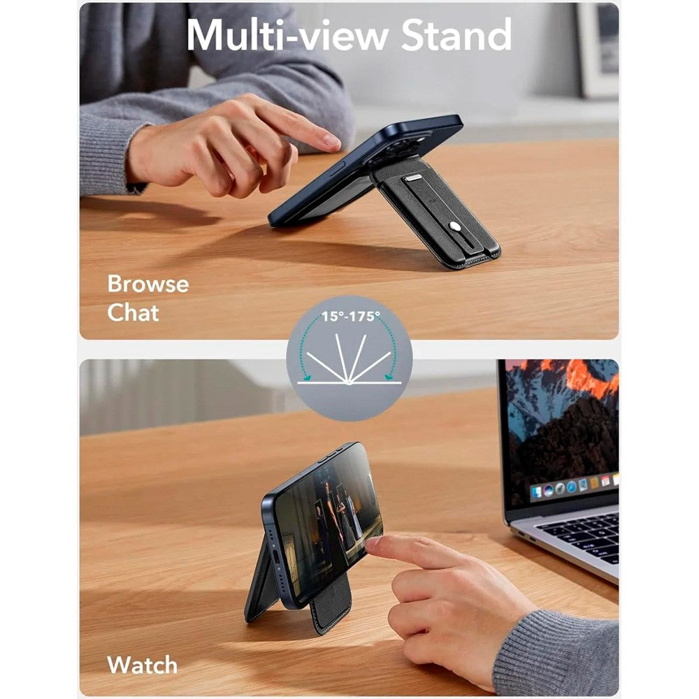 Kortholder med stående funksjon - ESR GripWallet - MagSafe kompatibel - Sort