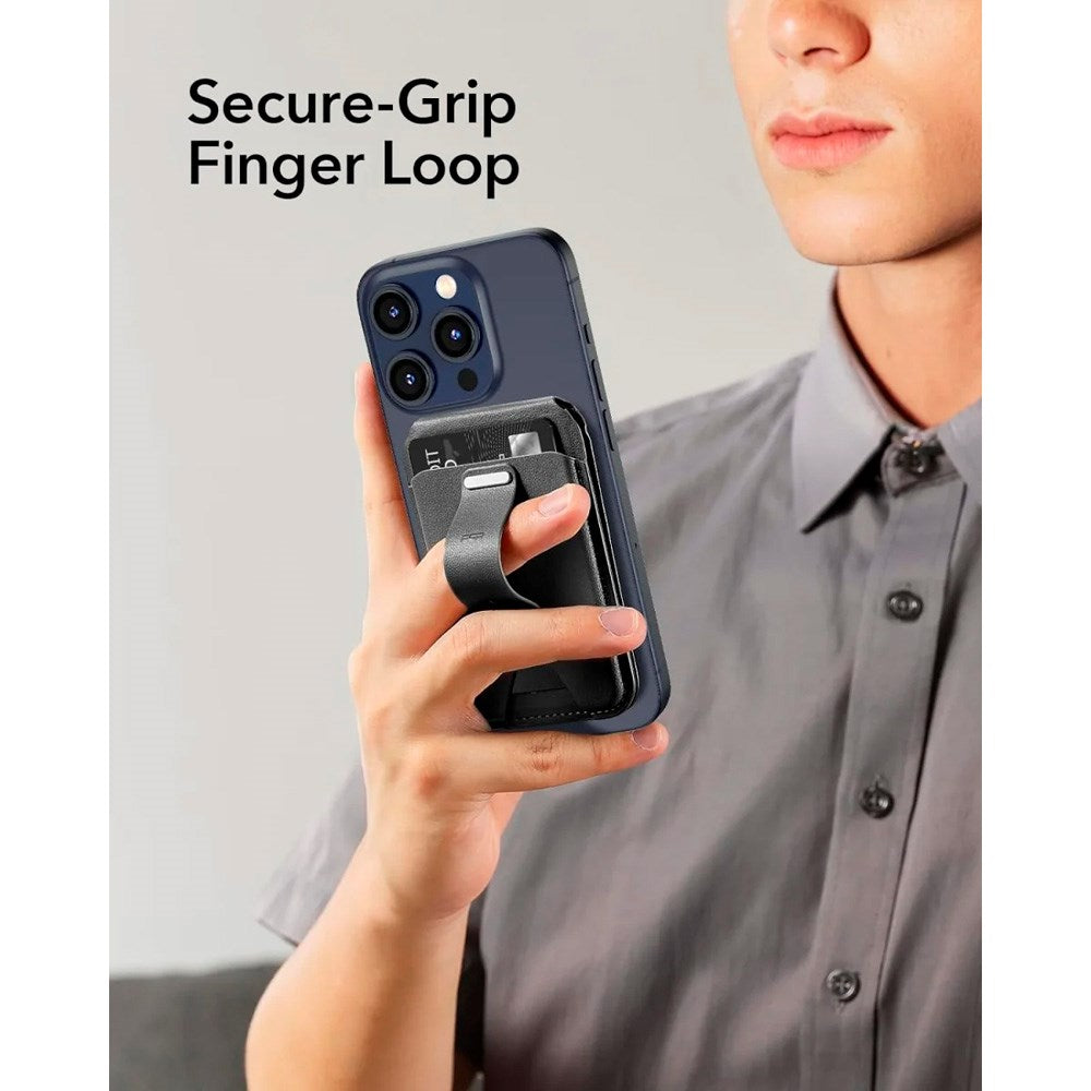 Kortholder med stående funksjon - ESR GripWallet - MagSafe kompatibel - Sort