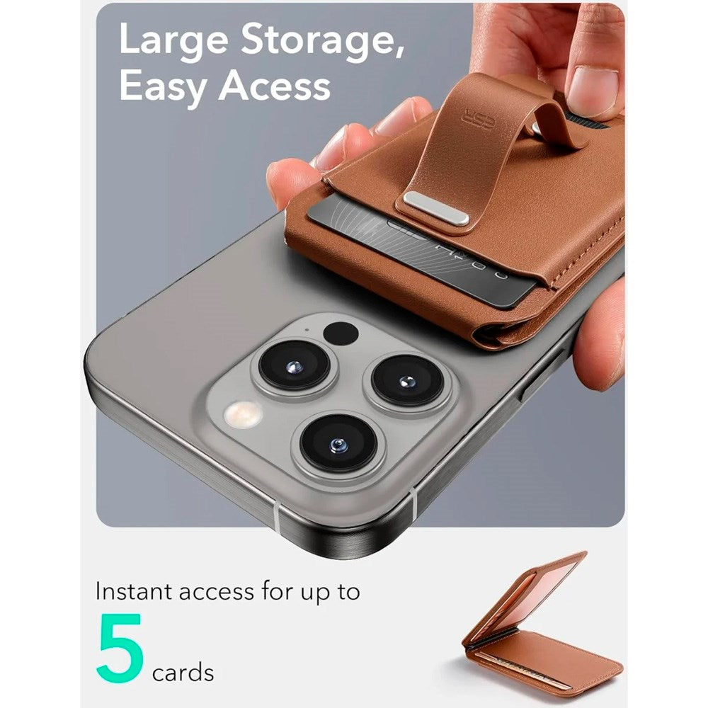 Kortholder m. Ståfunktion - ESR GripWallet - MagSafe Kompatibel - Brun