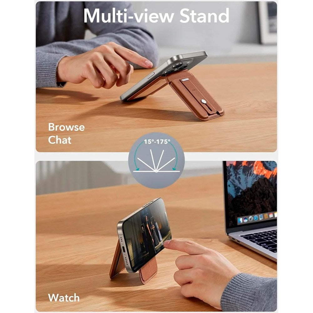 Kortholder m. Ståfunktion - ESR GripWallet - MagSafe Kompatibel - Brun