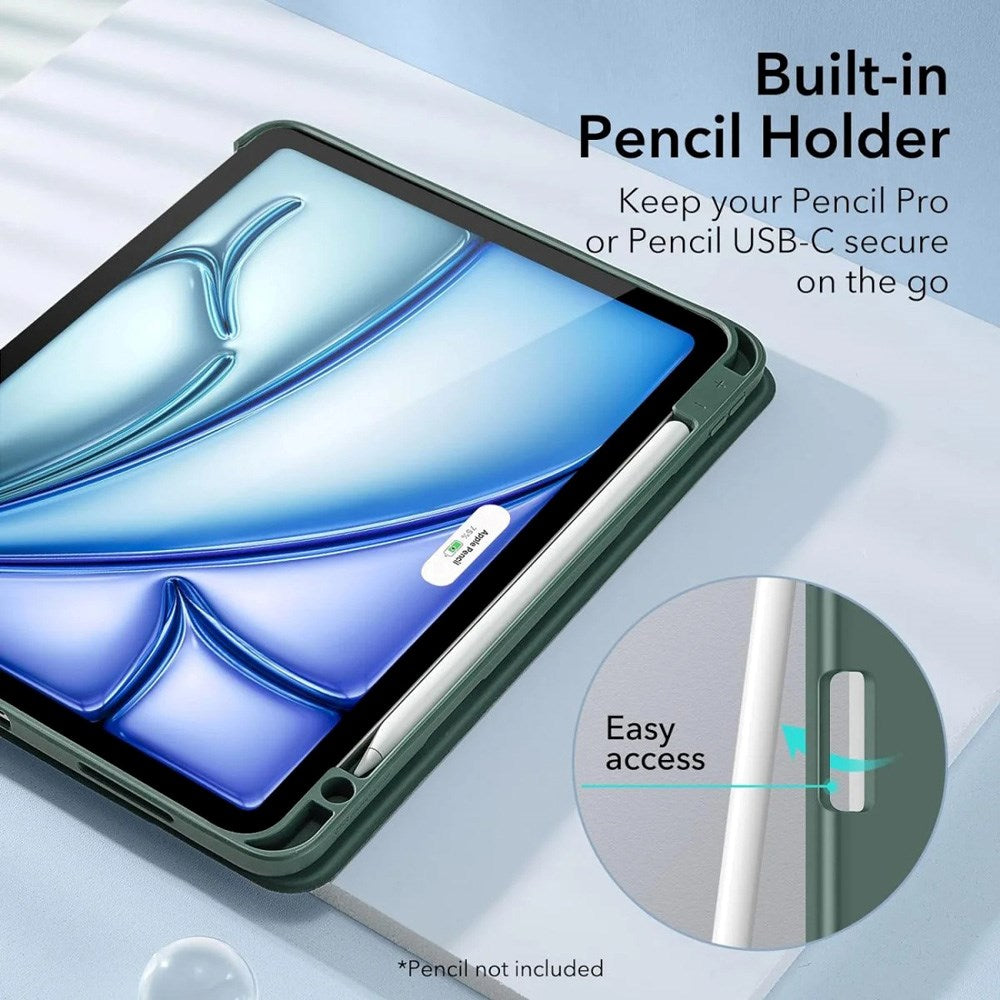 ESR iPad Air 11" (2025 / 2024) / Air 10.9" (2022 / 2020) Rebound Flip Cover m. Apple Pencil Holder - Grøn
