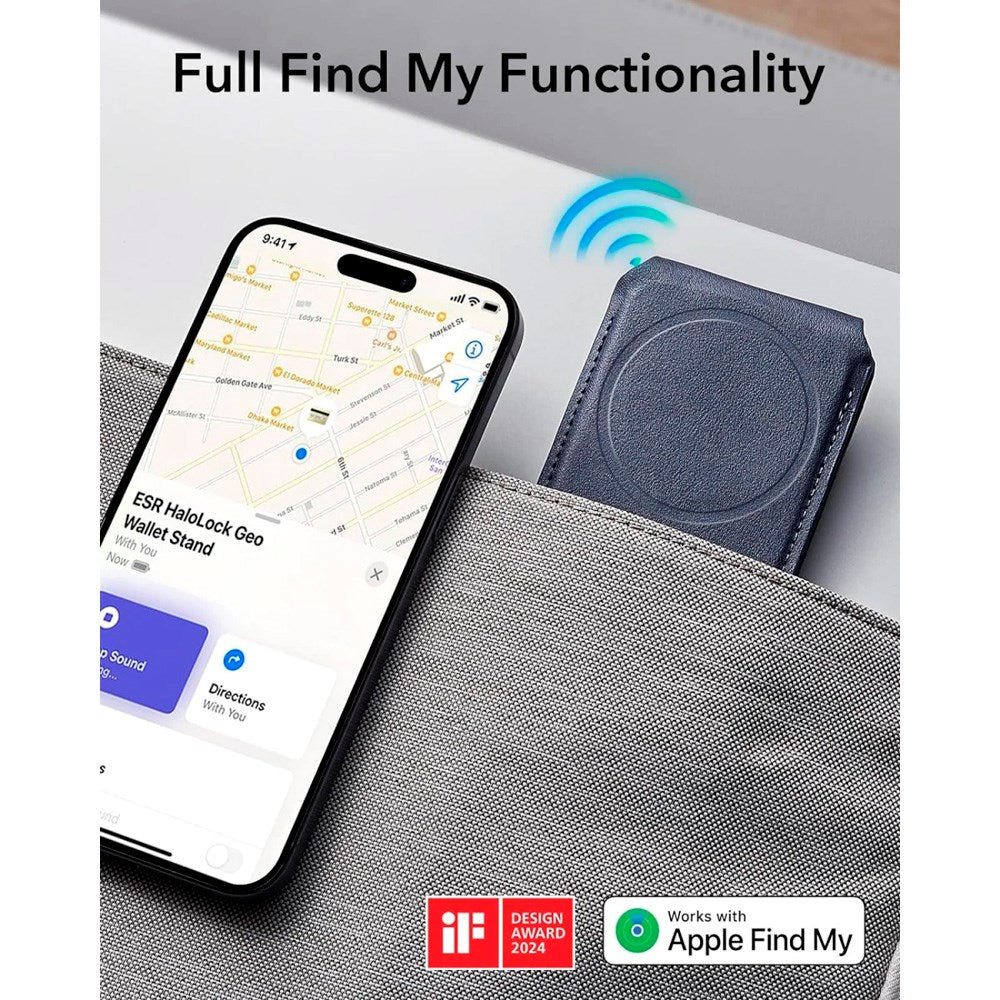 Kortholder med stativfunksjon - ESR GeoWallet - MagSafe-kompatibel - Blå