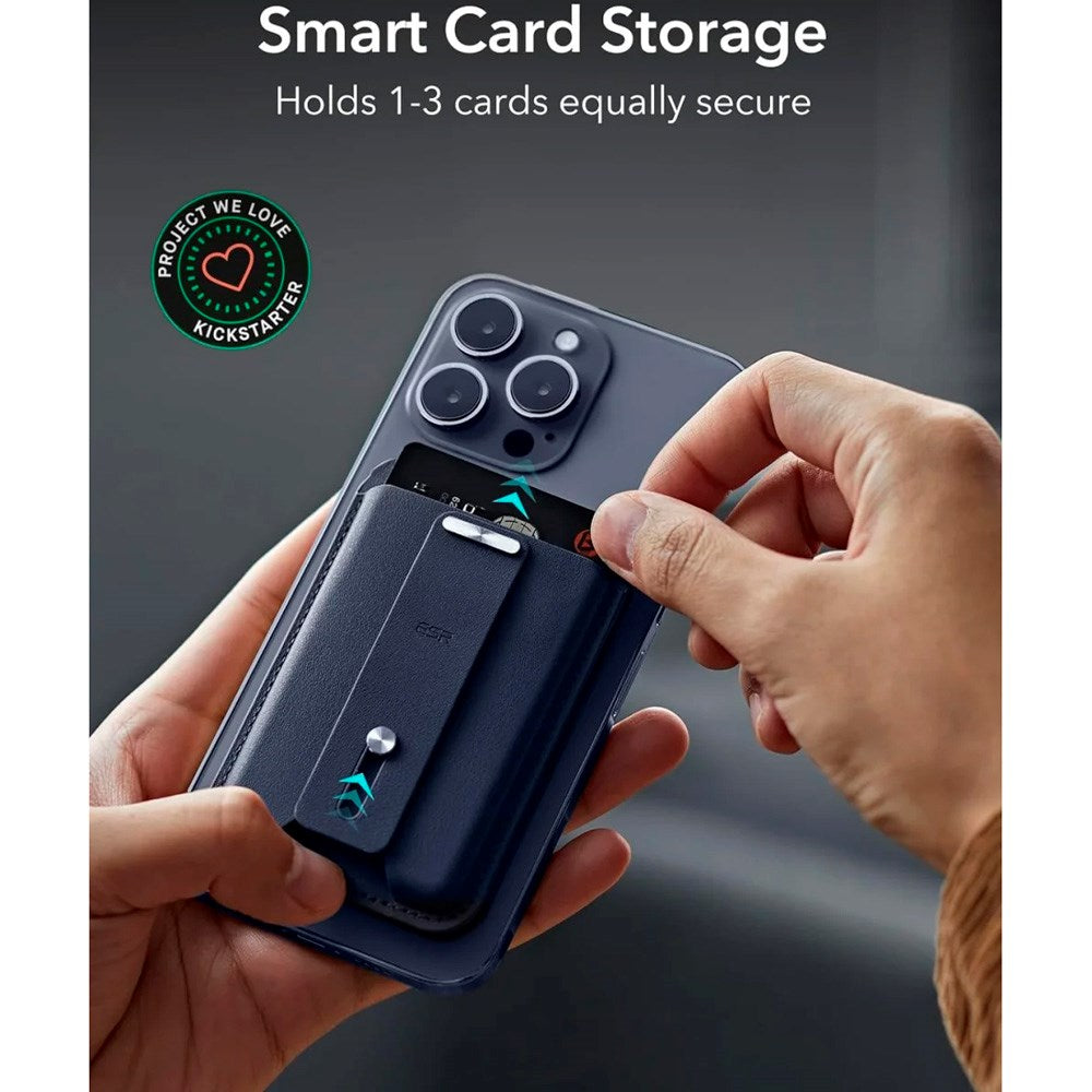 Kortholder med stativfunksjon - ESR GeoWallet - MagSafe-kompatibel - Blå