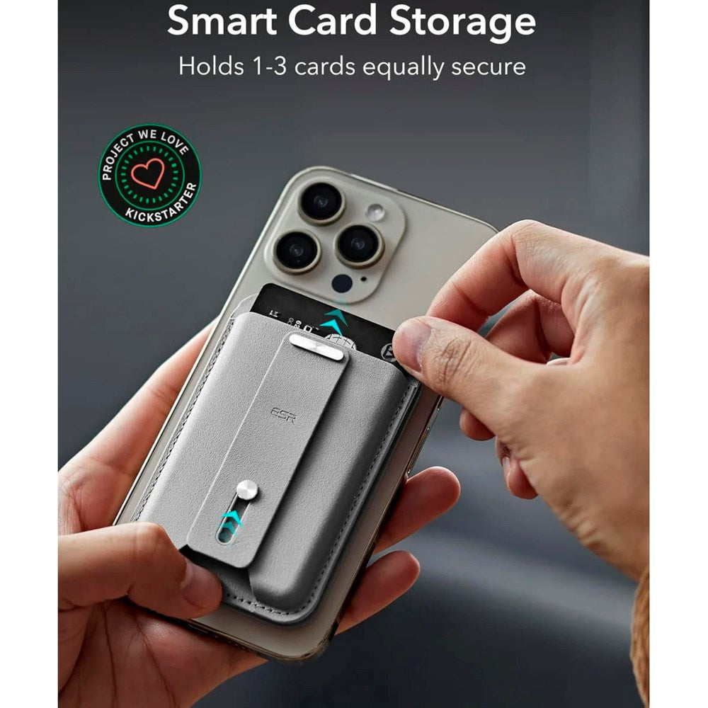Kortholder med stativfunksjon - ESR GeoWallet - MagSafe-kompatibel - Grå