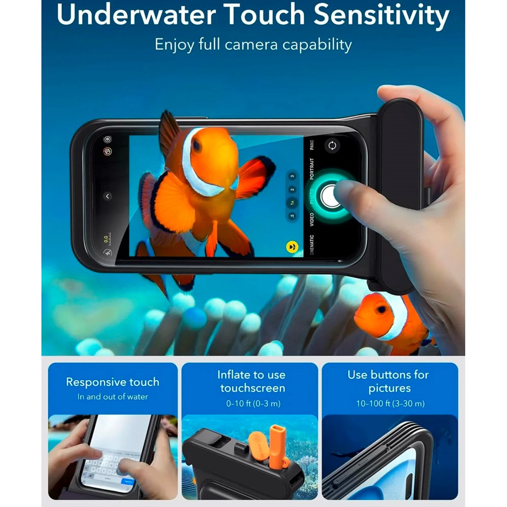 iPhone 15 / 14 / 13 - ESR vanntett deksel - Svart