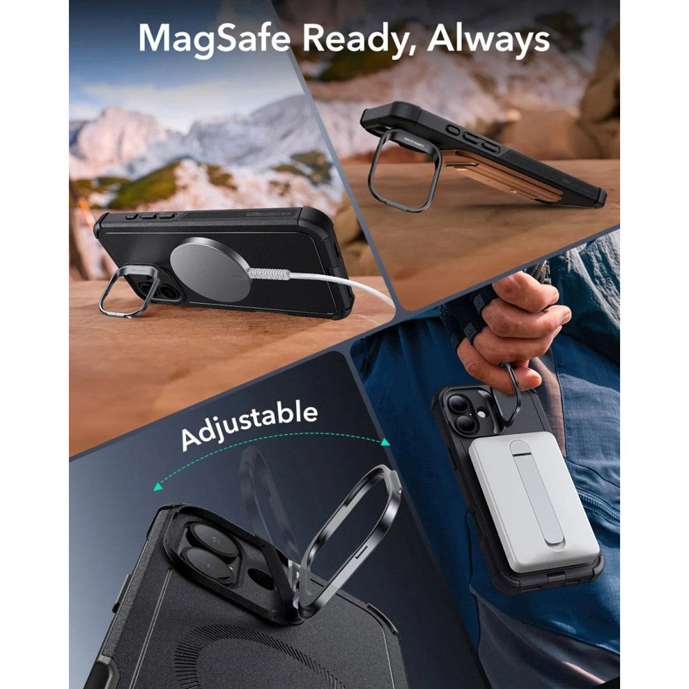 ESR iPhone 16 Cyber Armor Case - inkl. Kickstand - MagSafe Kompatibel - Sort