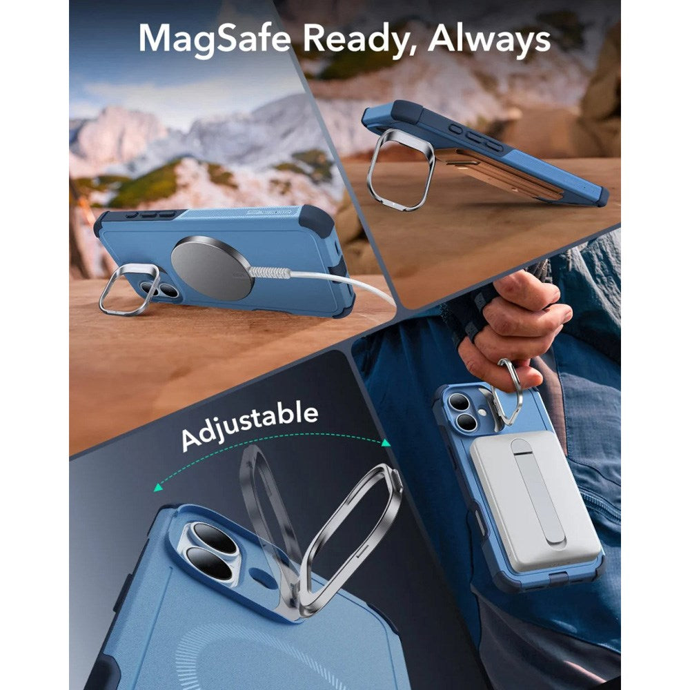 ESR iPhone 16 Cyber Armor-deksel - inkl. Stativ - MagSafe-kompatibel - Blå