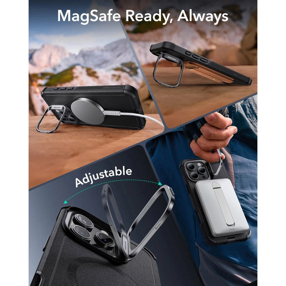 ESR iPhone 16 Pro Cyber Armor-deksel - inkl. Stativ - MagSafe-kompatibel - Svart