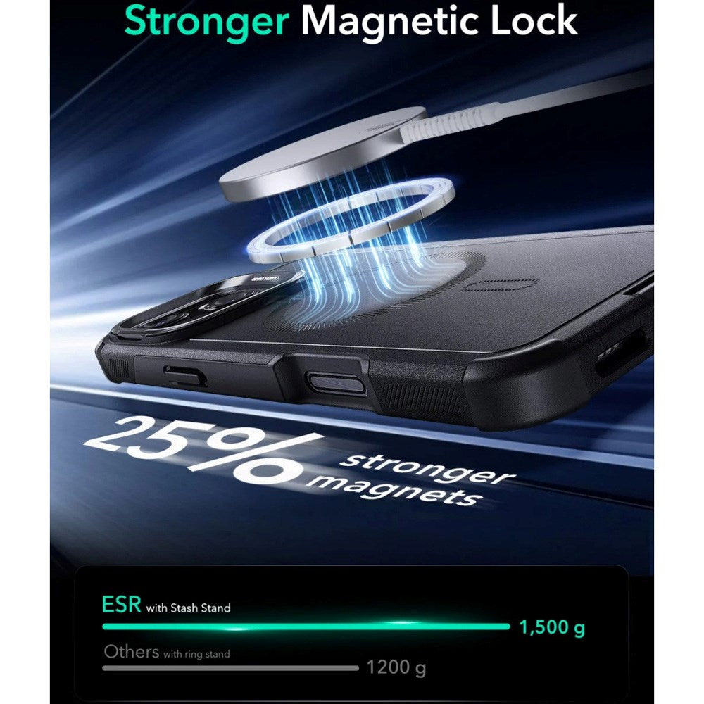 ESR iPhone 16 Pro Cyber Armor-deksel - inkl. Stativ - MagSafe-kompatibel - Svart