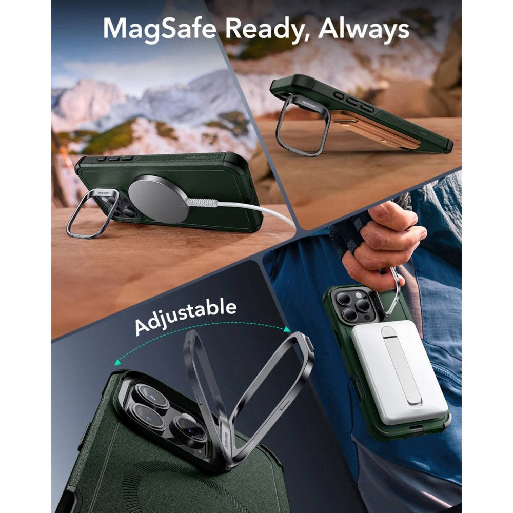 ESR iPhone 16 Pro Cyber Armor Case - inkl. Kickstand - MagSafe Kompatibel - Grøn