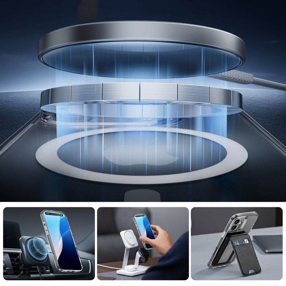 iPhone 16 ESR HaloLock m. Bagside Cover & Beskyttelsesglas - MagSafe Kompatibel - Gennemsigtig