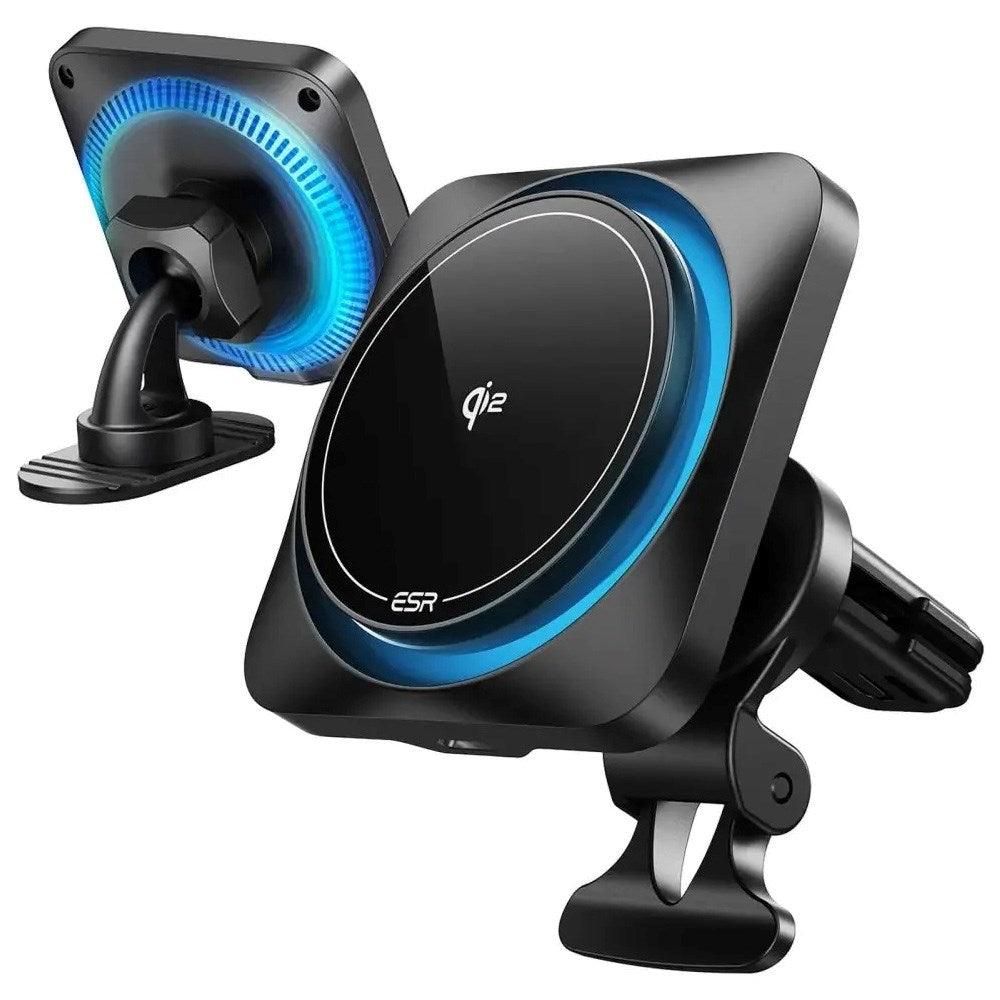 ESR Mobilholder til Bil m. Trådløs Opladning til Ventilationsrist & Instrumentbræt - MagSafe Kompatibel - Sort