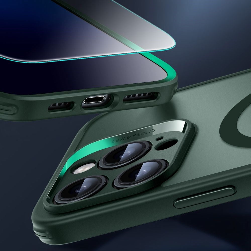 iPhone 16 Pro Max ESR HaloLock m. Bagside Cover & Beskyttelsesglas - MagSafe Kompatibel - Mat Grøn