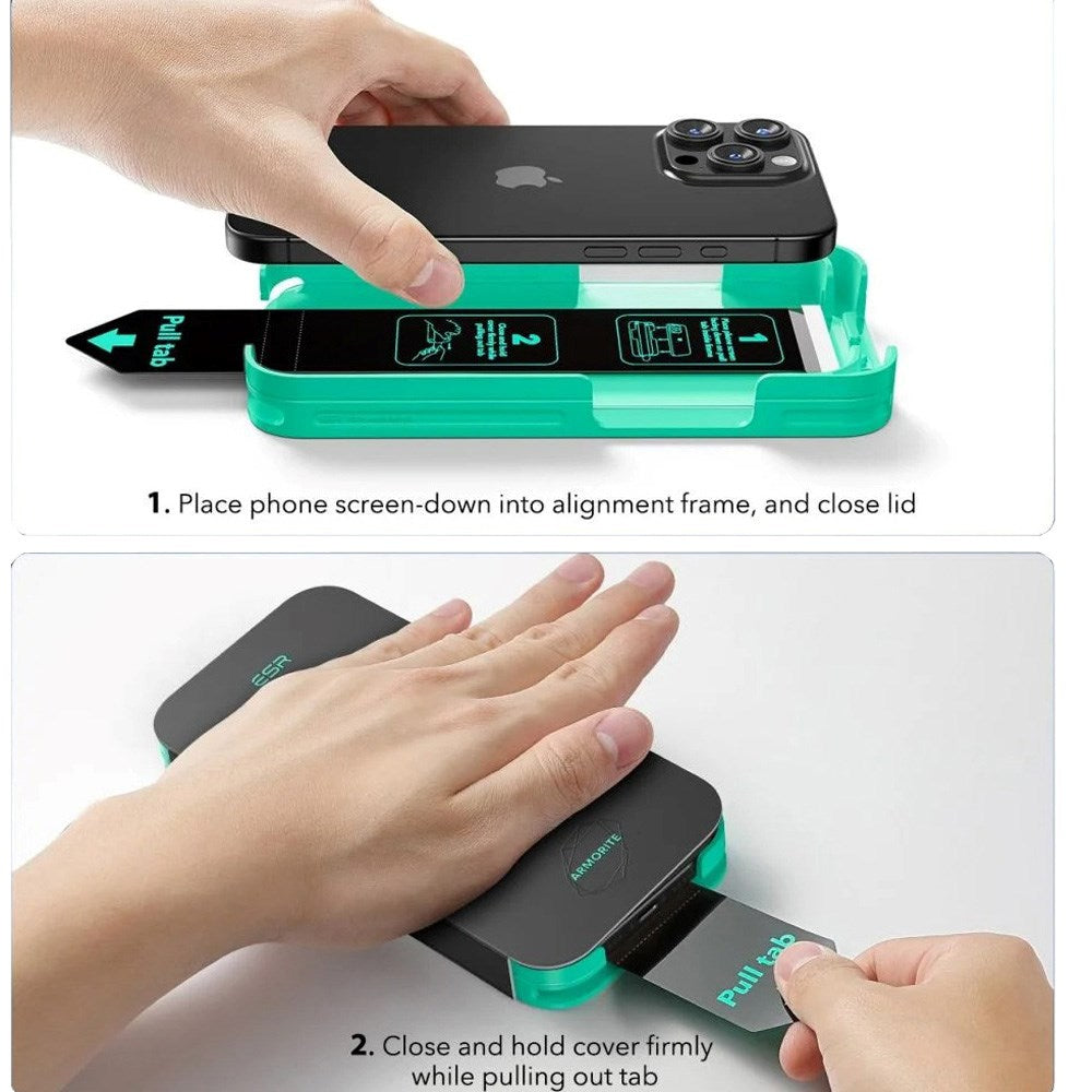 iPhone 16 ESR Armorite Skærmbeskyttelse Hærdet Glas m. Monteringsramme - Gennemsigtig