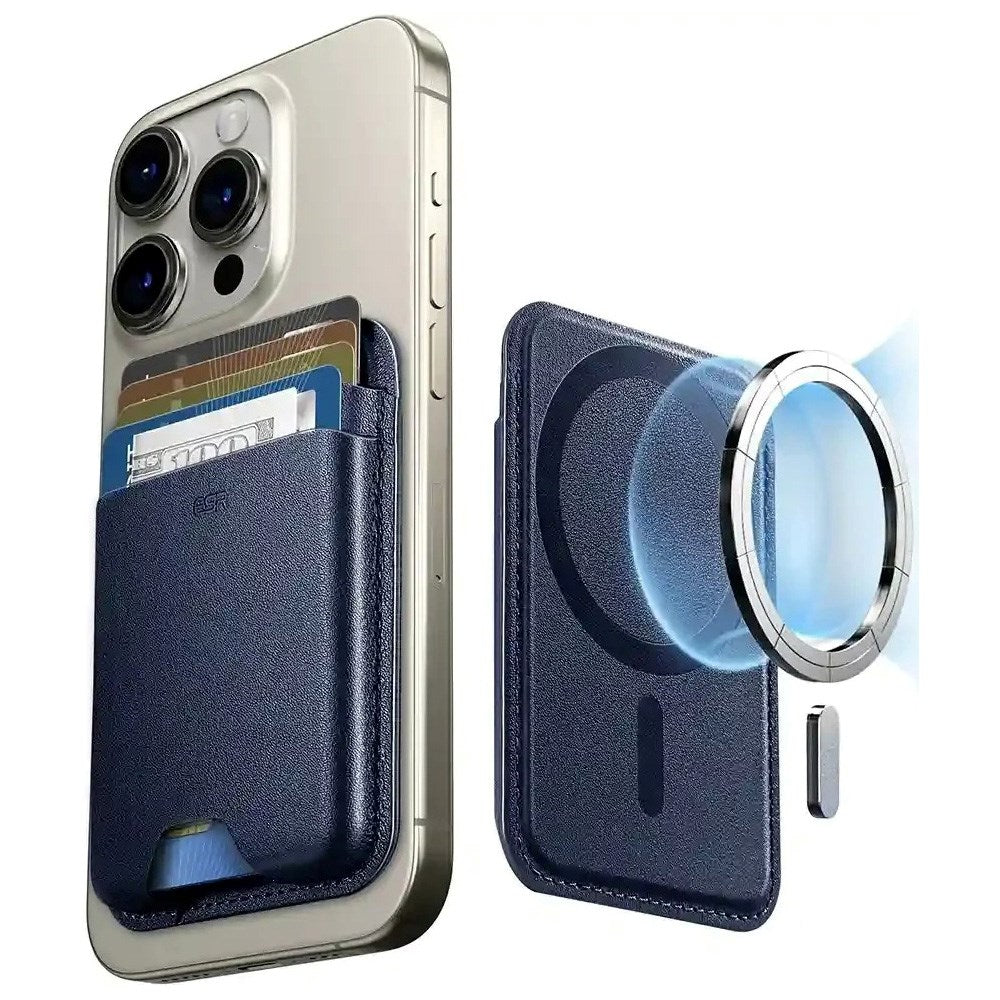 ESR HaloLock Imiteret Læder Kortholder - MagSafe Kompatibel - Blå