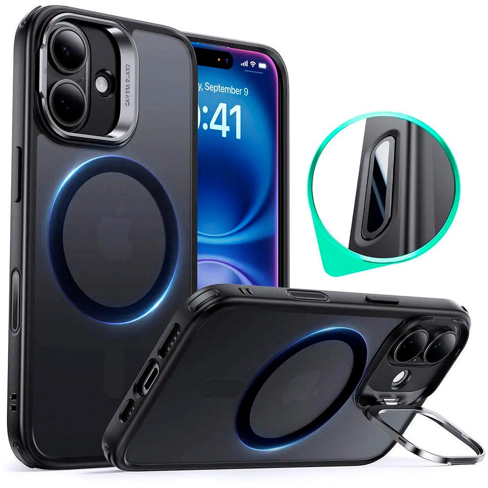 iPhone 16 - ESR Classic Hybrid Deksel m. Stativ - MagSafe-kompatibel - Matt svart