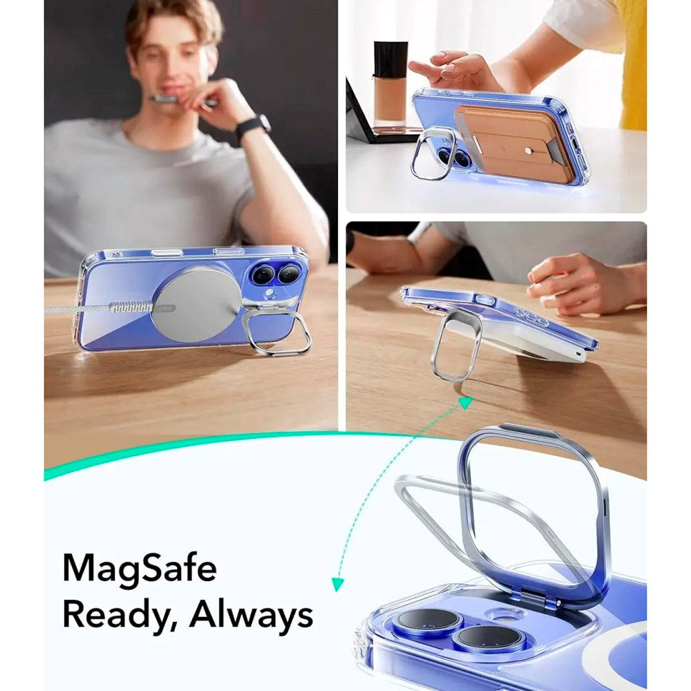 iPhone 16 Plus - ESR Classic Hybrid Deksel m. Stativ - MagSafe-kompatibel - Gjennomsiktig