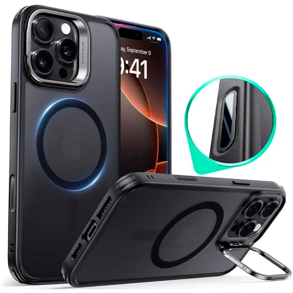 iPhone 16 Pro Max - ESR Classic Hybrid Deksel m. Stativ - MagSafe-kompatibel - Matt svart