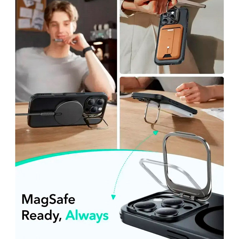 iPhone 16 Pro Max - ESR Classic Hybrid Deksel m. Stativ - MagSafe-kompatibel - Matt svart