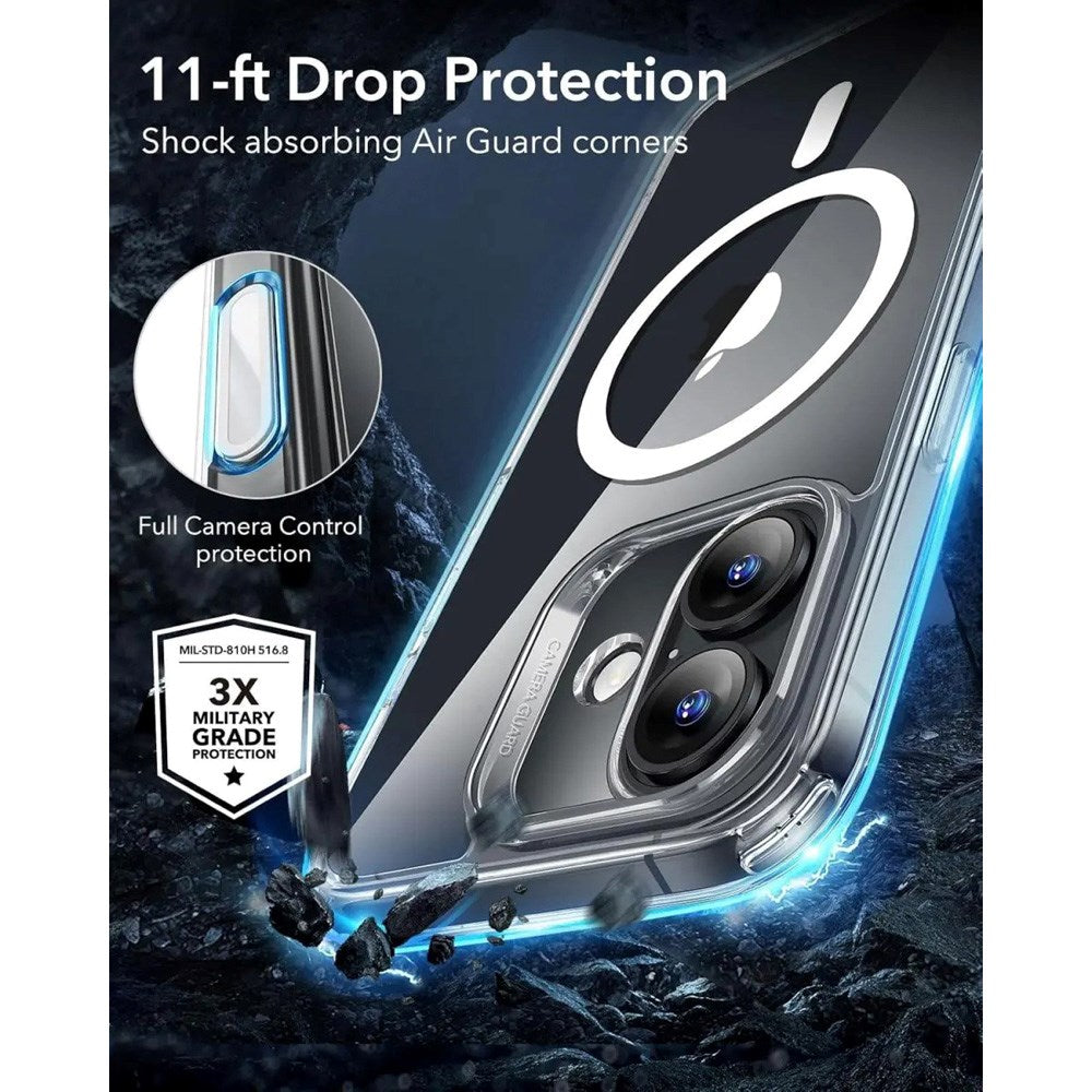 ESR iPhone 16 Classic Hybrid-deksel m. Kamerakontrollknapp - MagSafe-kompatibel - Gjennomsiktig