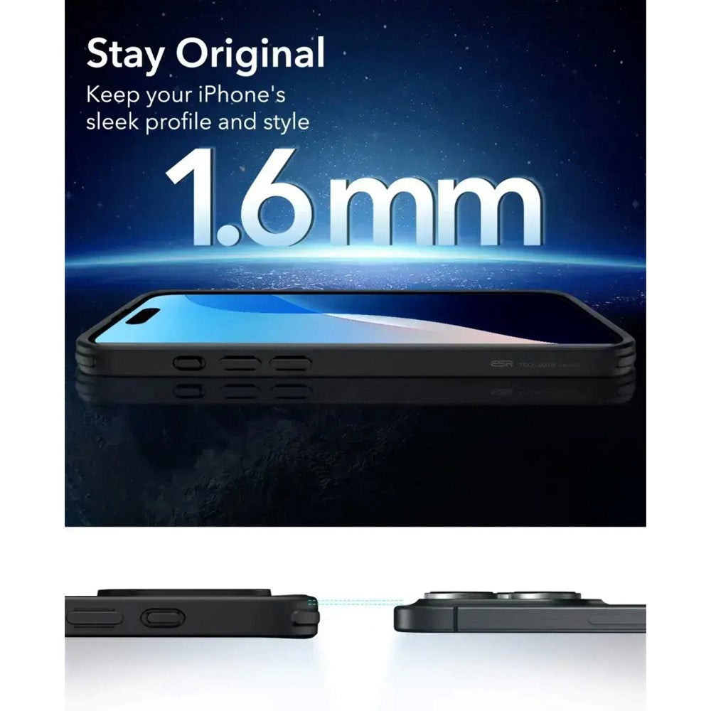 ESR iPhone 16 Pro Max Classic Hybrid-deksel m. Kamerakontrollknapp - MagSafe-kompatibel - Matt gjennomsiktig / svart