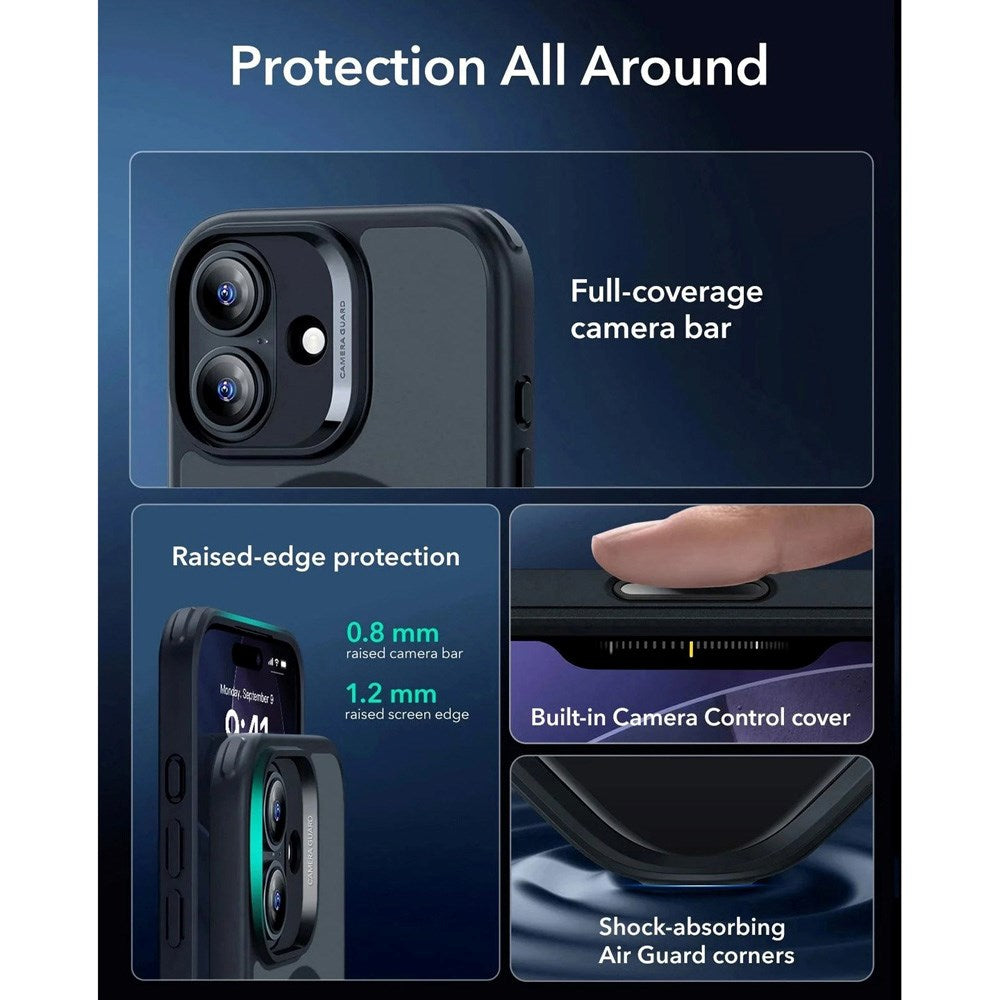 iPhone 17 ESR Classic Hybrid Cover m. Indbygget Camera Control Knap - MagSafe Kompatibel - Mat Sort