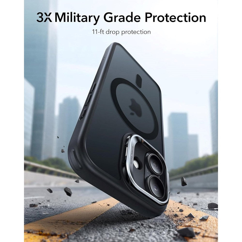 ESR iPhone 17 Classic Hybrid Stash Cover m. Kickstand - MagSafe Kompatibel - Mat Sort