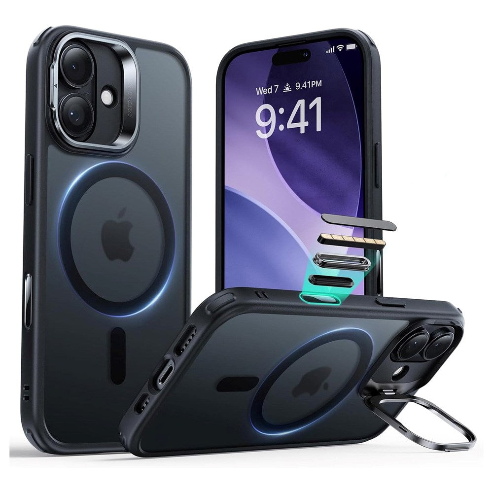 ESR iPhone 17 Classic Hybrid Stash Cover m. Kickstand - MagSafe Kompatibel - Mat Sort