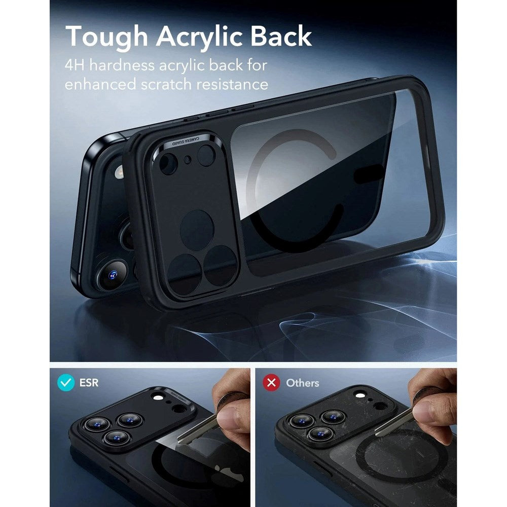 iPhone 17 Pro Max ESR Classic Hybrid Cover m. Indbygget Camera Control Knap - MagSafe Kompatibel - Gennemsigtig / Sort