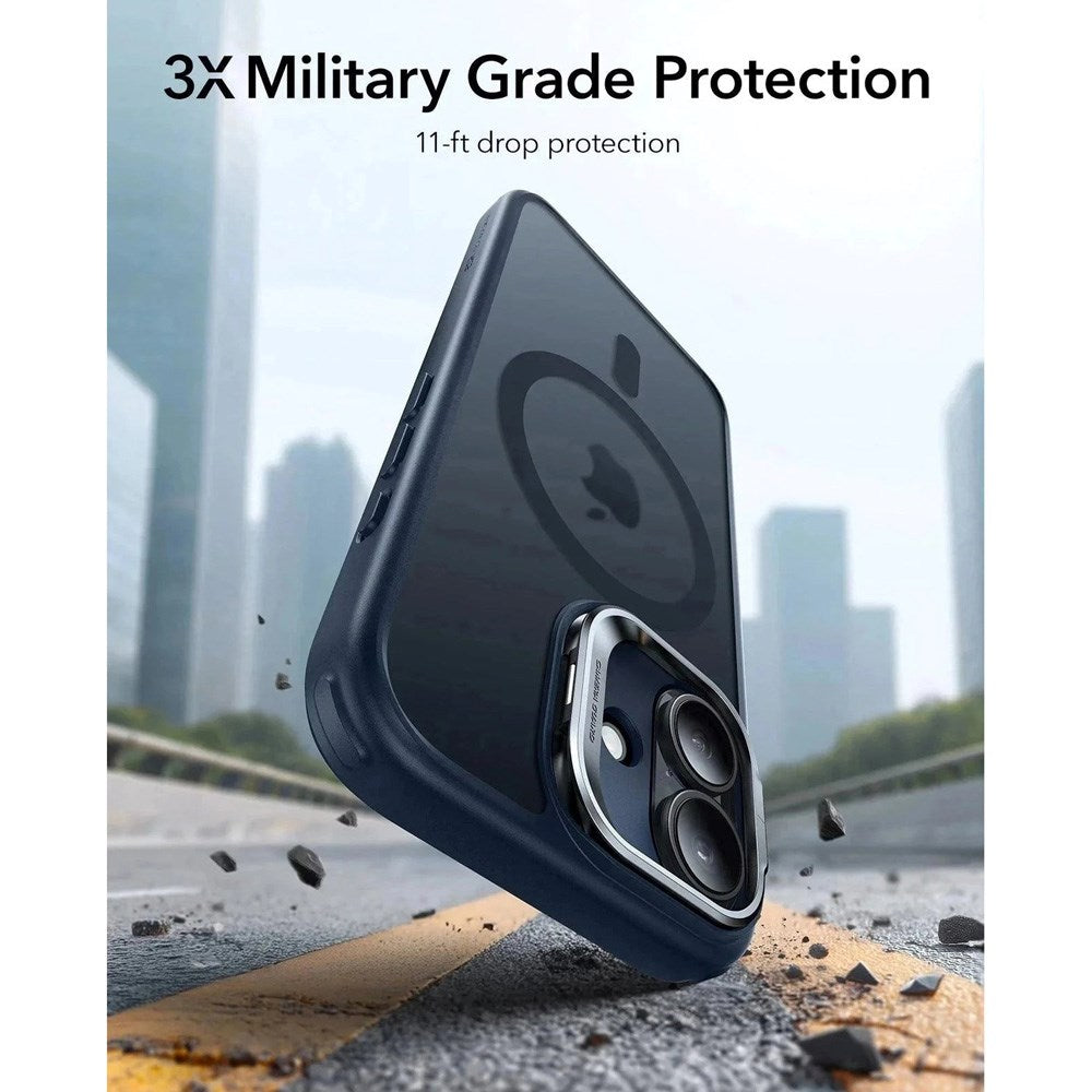 ESR iPhone 17 Classic Hybrid Stash Cover m. Kickstand - MagSafe Kompatibel - Mat Blå