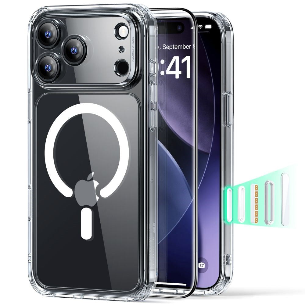 iPhone 17 Pro ESR Classic Hybrid Sæt m. Bagside Cover & Hærdet Skærmglas - MagSafe Kompatibel - Gennemsigtig