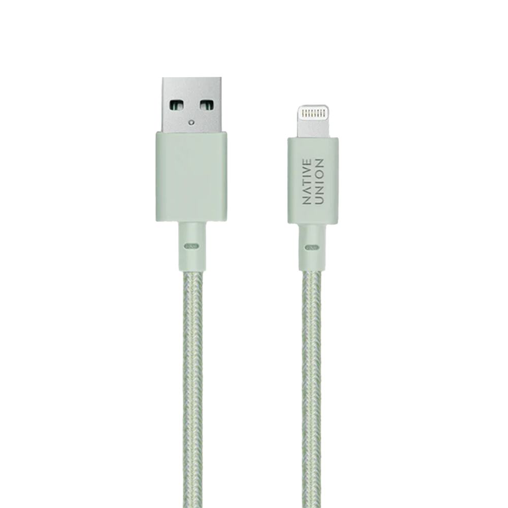 Native Union beltekabel USB-A til Lightning m. Skinnspenne 1,2 meter - Sage