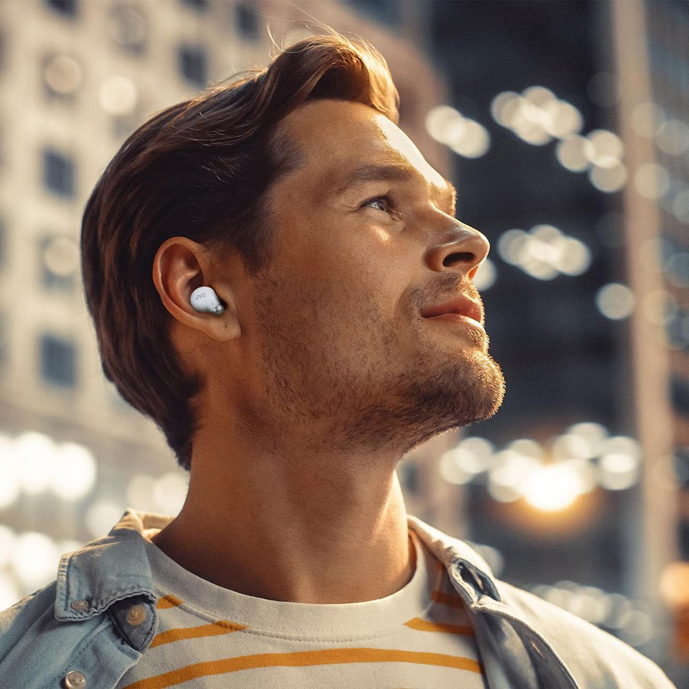 JVC Active Noise Cancelling HA-A25T True Wireless In-Ear Headset m. Memory Foam - Hvit