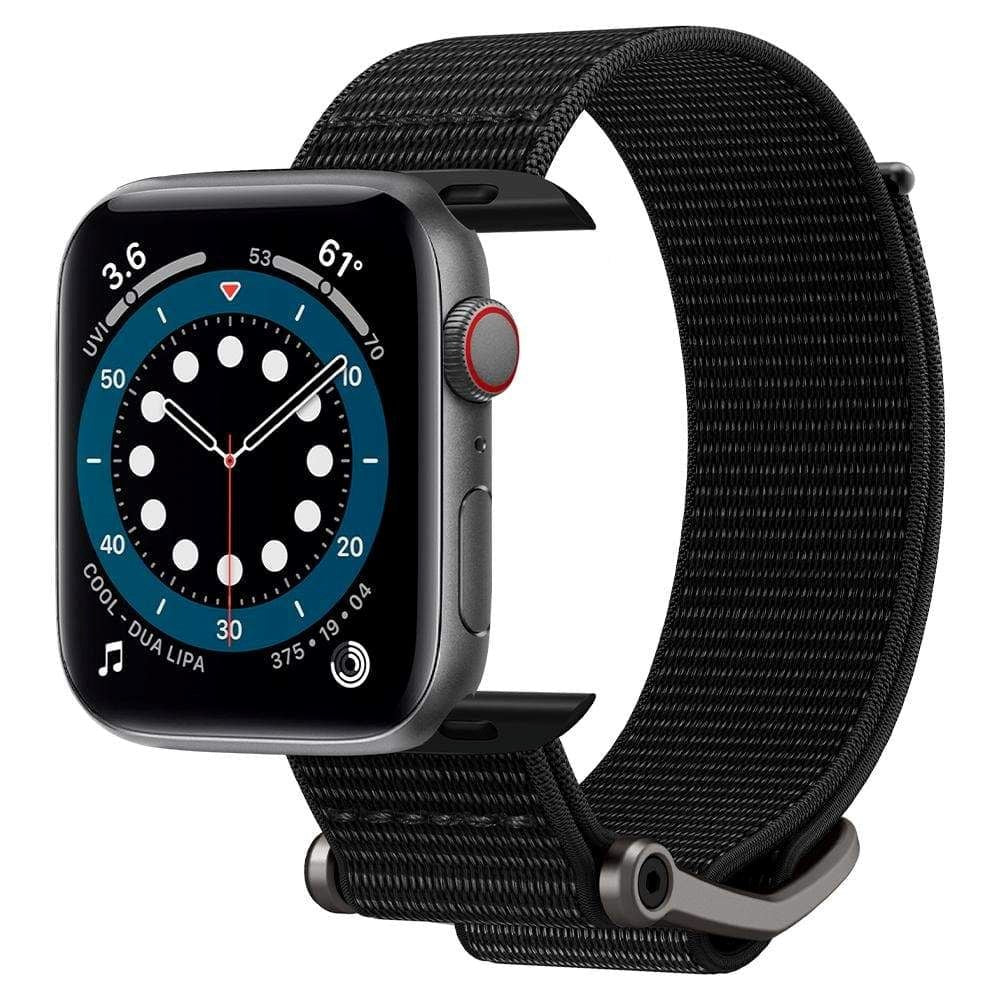 Apple Watch (42/44/SE/45/46/49mm) Spigen Durapro Flex Stof Rem m. Zink Spænde - Sort